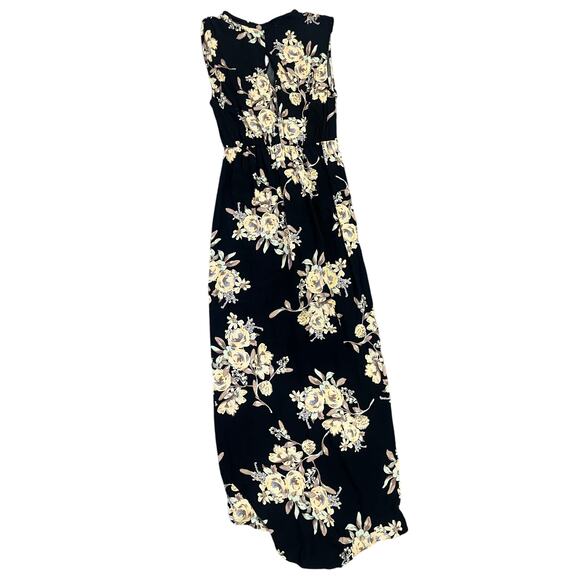 ASTR The Label Faux Wrap Black Floral High Low Maxi Dress Womens L Wedding - Picture 3 of 13